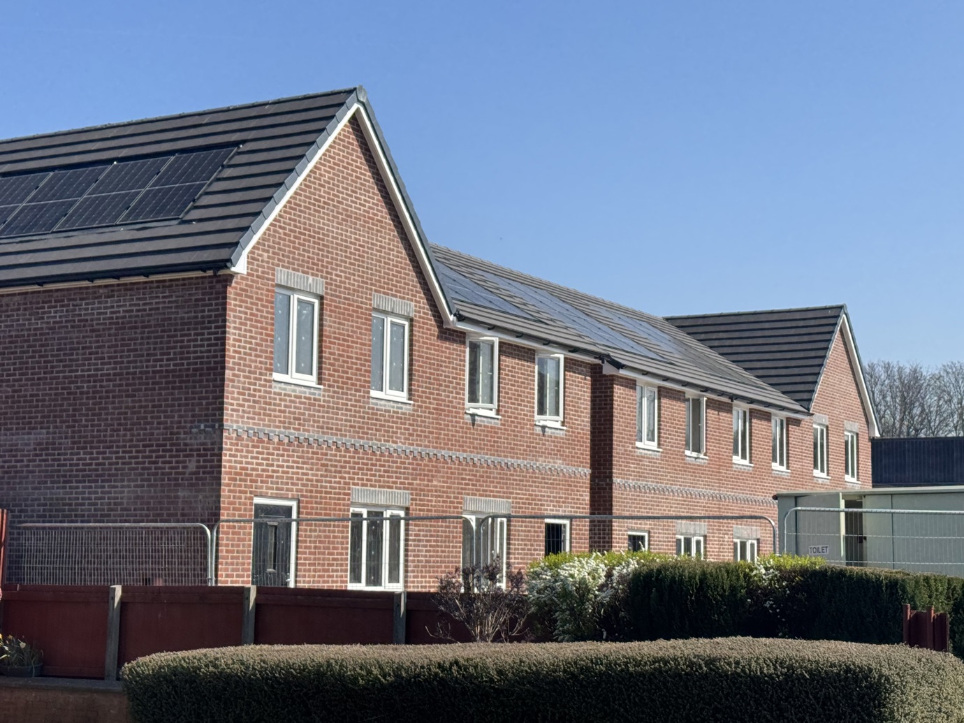 Damson Green development site where five family homes are in progress